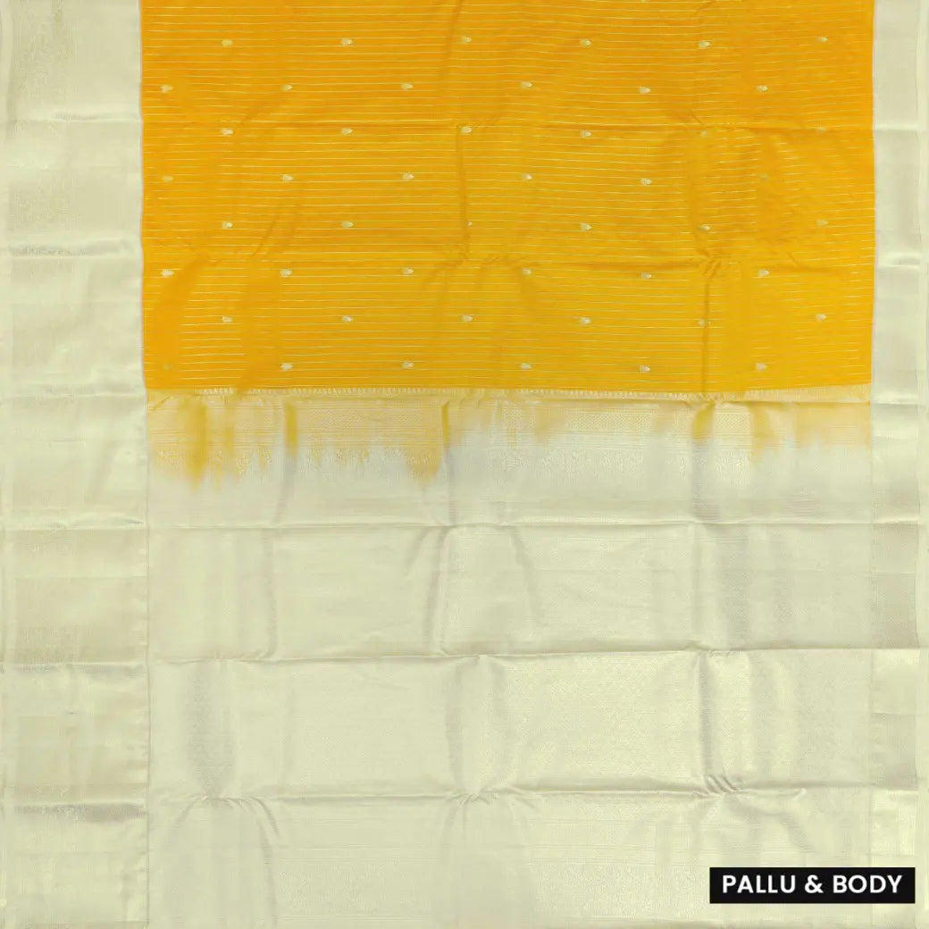 Mustard Yellow with Off White Vairasoosi Soft Silk Saree