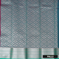 Rani Pink With Peacock Blue Silk Cotton Saree