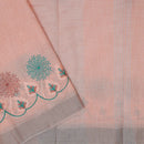 Orange  Color Linen Cotton Saree