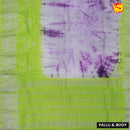 Purple with green chanderi saree with tie and dye prints