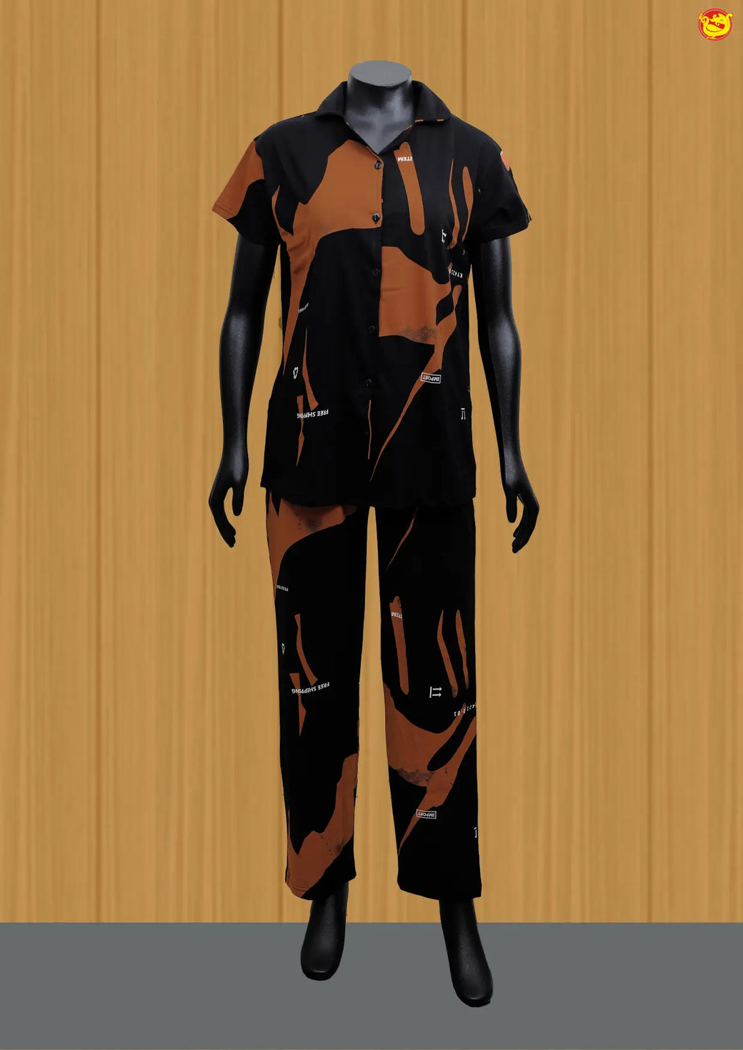 Black Women Night Suit Printed