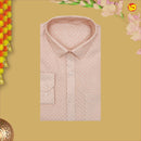 Light Peach Colour  Readymade Shirt And Matching Border Dhoti Set for Men
