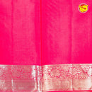 Grey with pink pure silk saree with woven lotus motifs in a raising pattern - Thenianantham