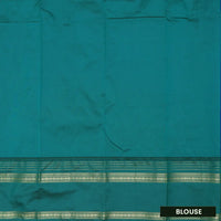 Royal Blue and Green, with accents of gold zari work. soft silk