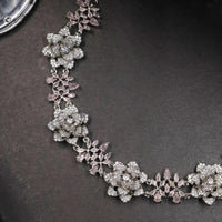 3D floral white stone necklace