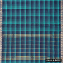 Green – Navy Blue  Colour Small Checked Pattern Pure Chettinad Cotton Saree without Blouse