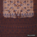 brown and blue Sungudi Cotton Saree without Blouse