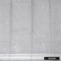 Grey  Color Linen Cotton Saree
