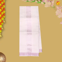 Lavender Colour Readymade Shirt And Matching Border Dhoti Set for Men