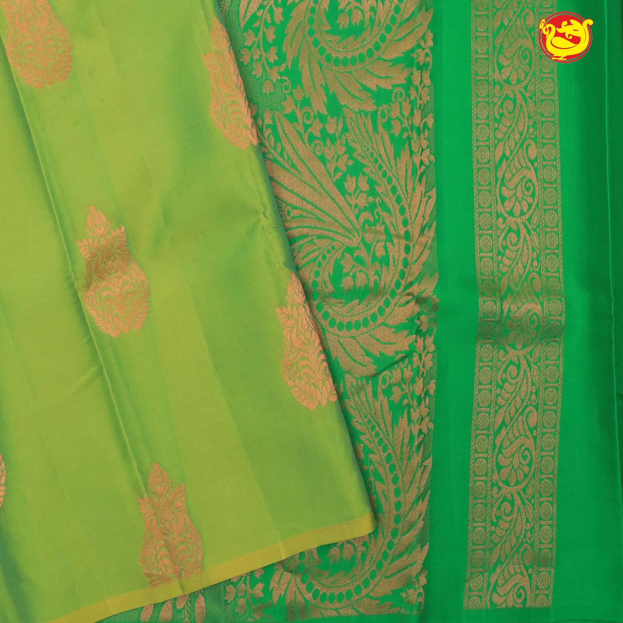 Light green with dark green pallu soft silk saree