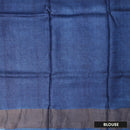 Pure Tussar Silk Saree primarily blue With Floral Design and Painted Prints and Zari Woven Border