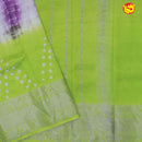 Purple with green chanderi saree with tie and dye prints