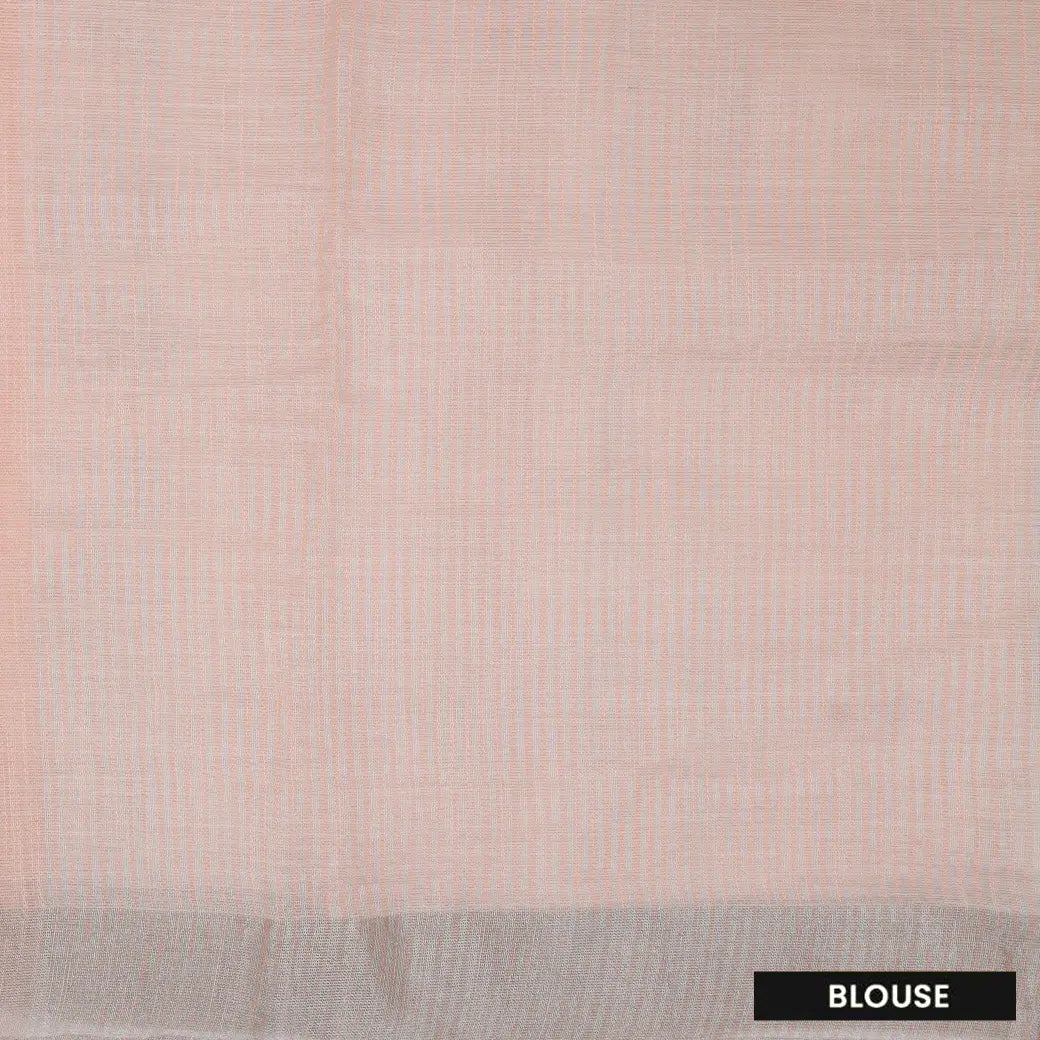Orange  Color Linen Cotton Saree