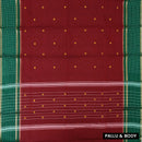 Maroon With Green Pure Chettinad Cotton Saree without Blouse