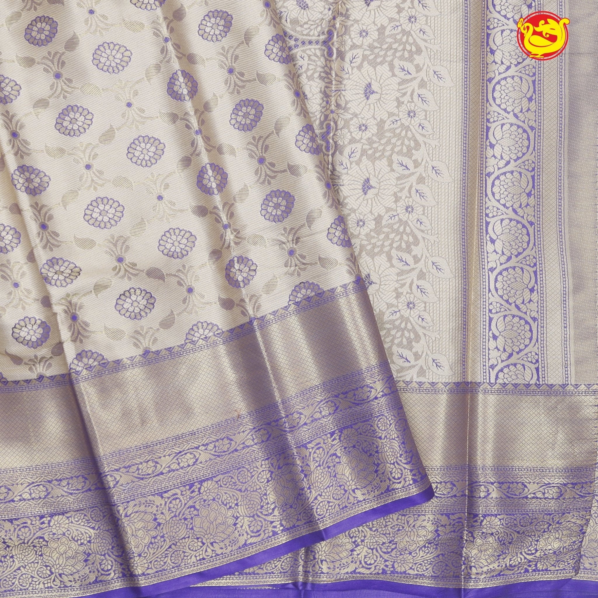 Gold with Lavender Traditional Soft Silk Saree