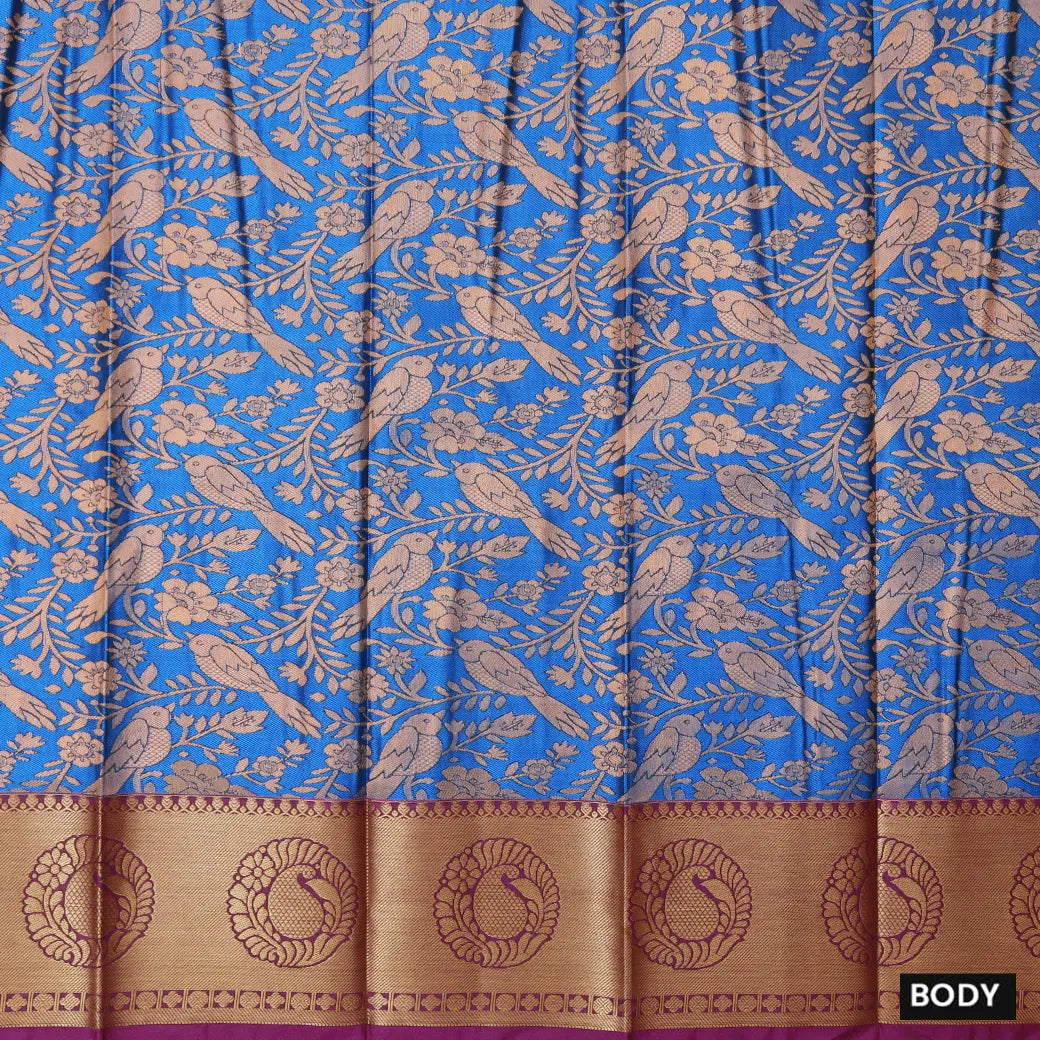 Blue with Purple Art Silk Saree