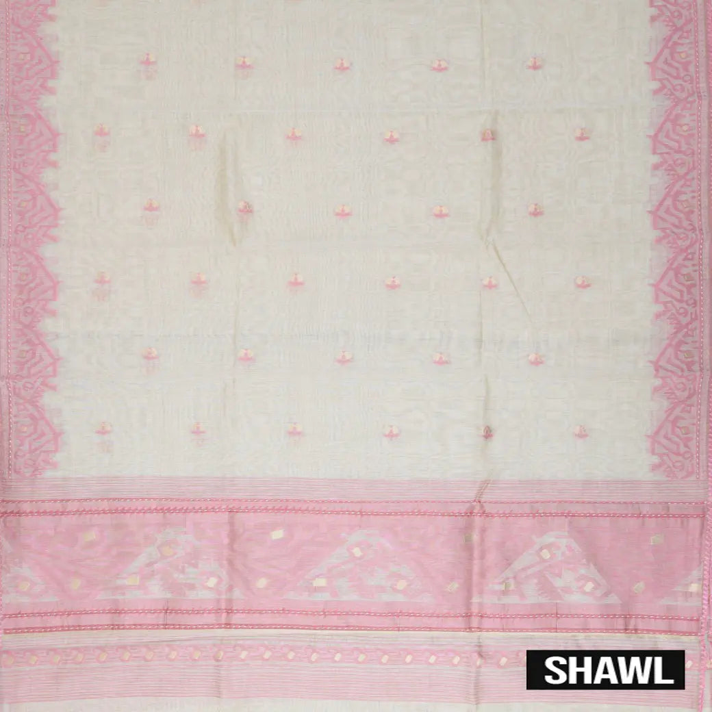 Pink with Off-white Ladies Cotton Chudithar Set Material