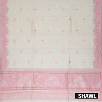 Pink with Off-white Ladies Cotton Chudithar Set Material