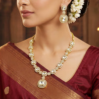 Gold-Plated Necklace With Earring Set AD Stone