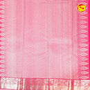 Grey with pink pure silk saree with woven lotus motifs in a raising pattern - Thenianantham