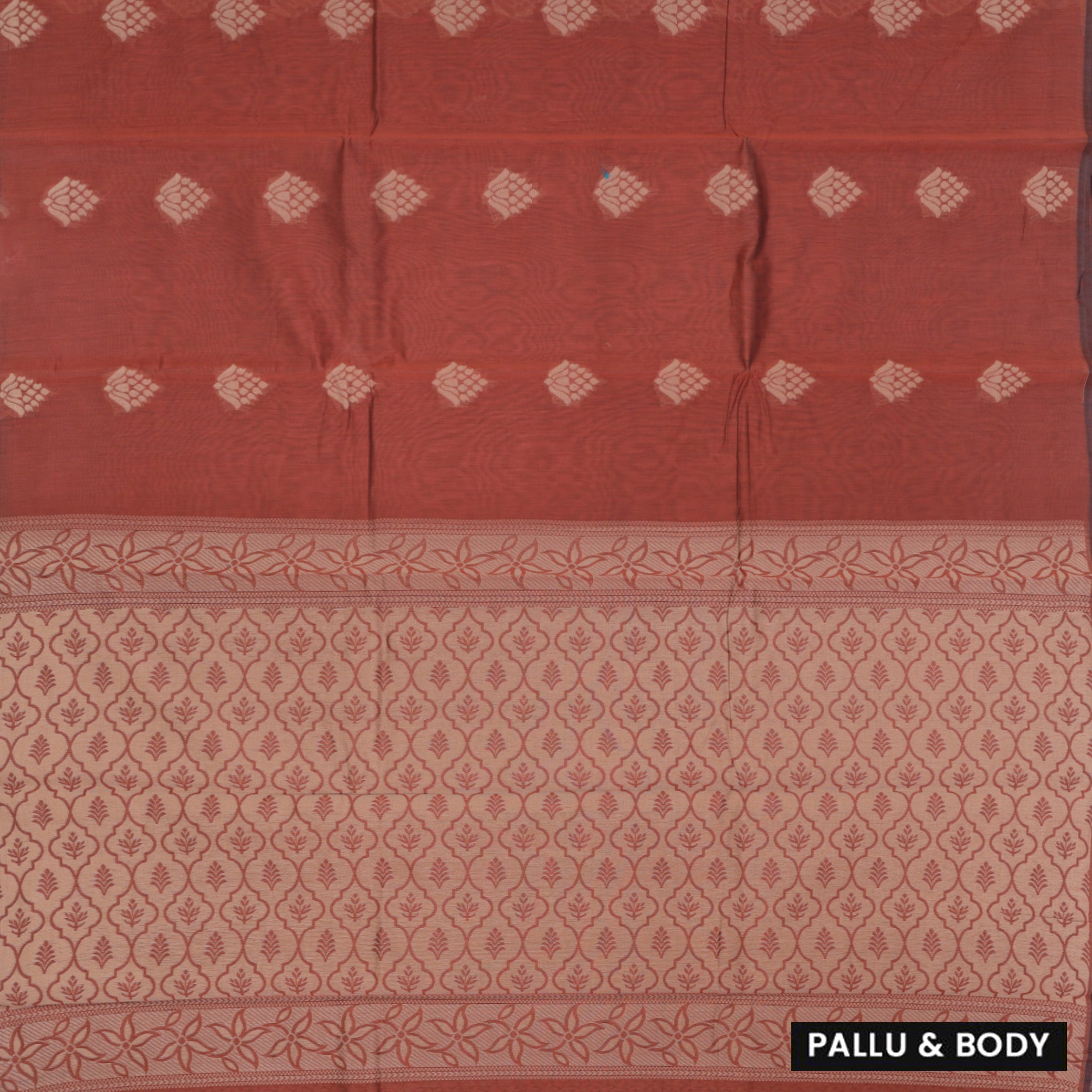 Burnt Orange With Sandal Zari Silk Cotton Saree