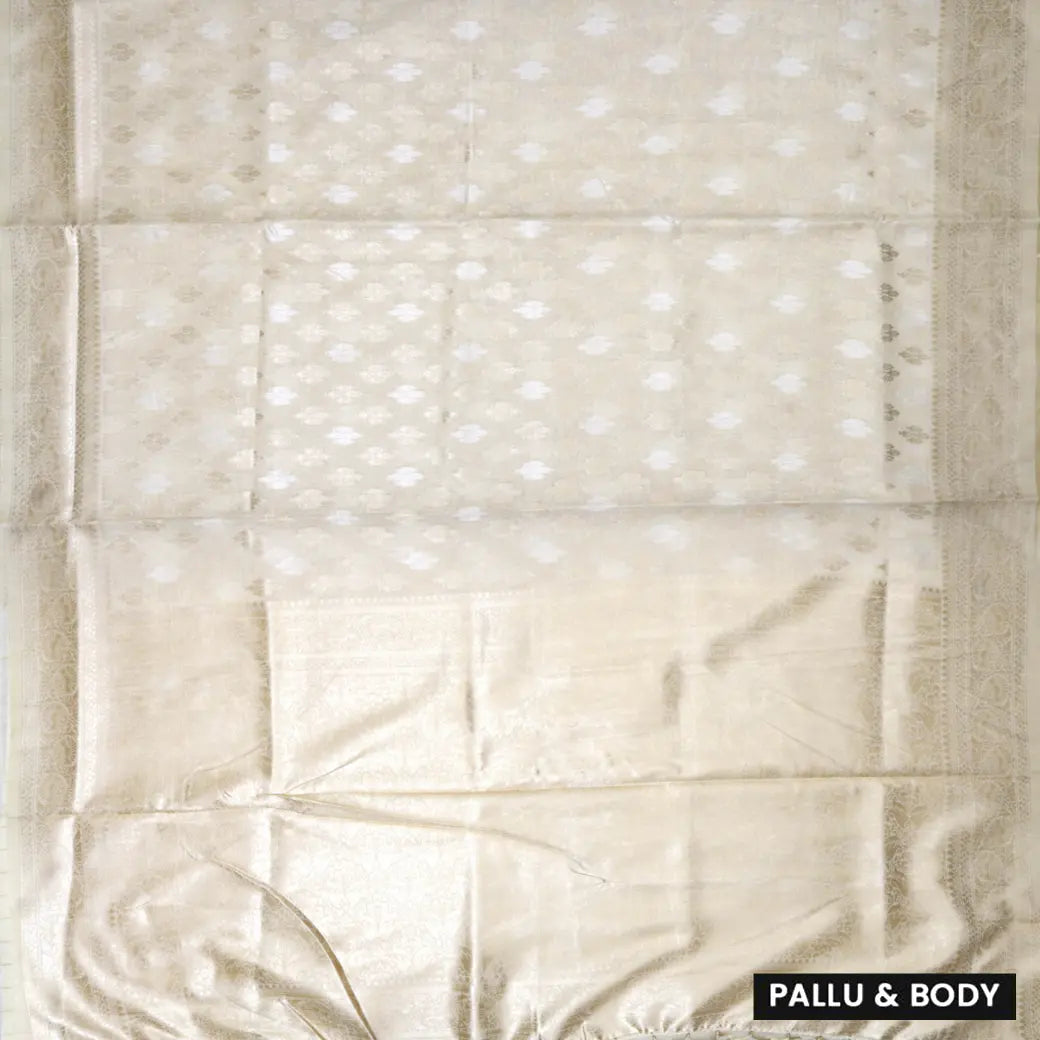 Cream Colour Fancy Weaving Saree