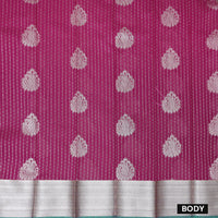 Rani Pink With Peacock Blue Silk Cotton Saree