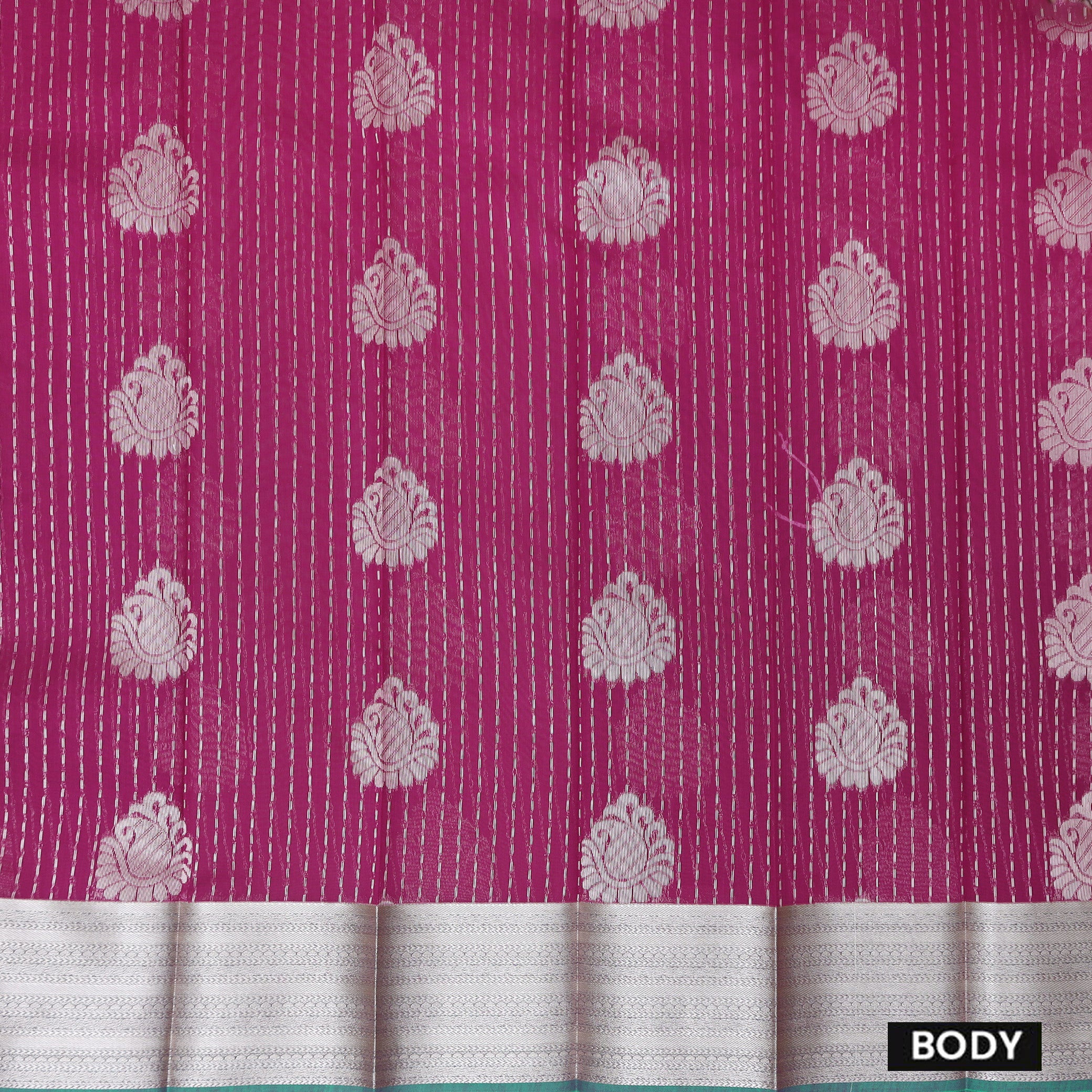 Rani Pink With Peacock Blue Silk Cotton Saree