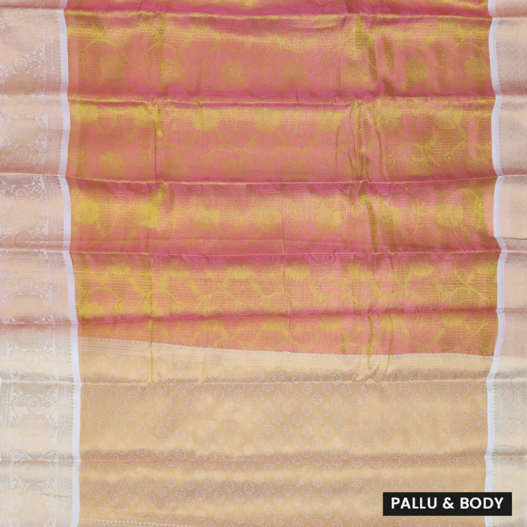 Light Pink with Gold Tissue Semi Silk Saree