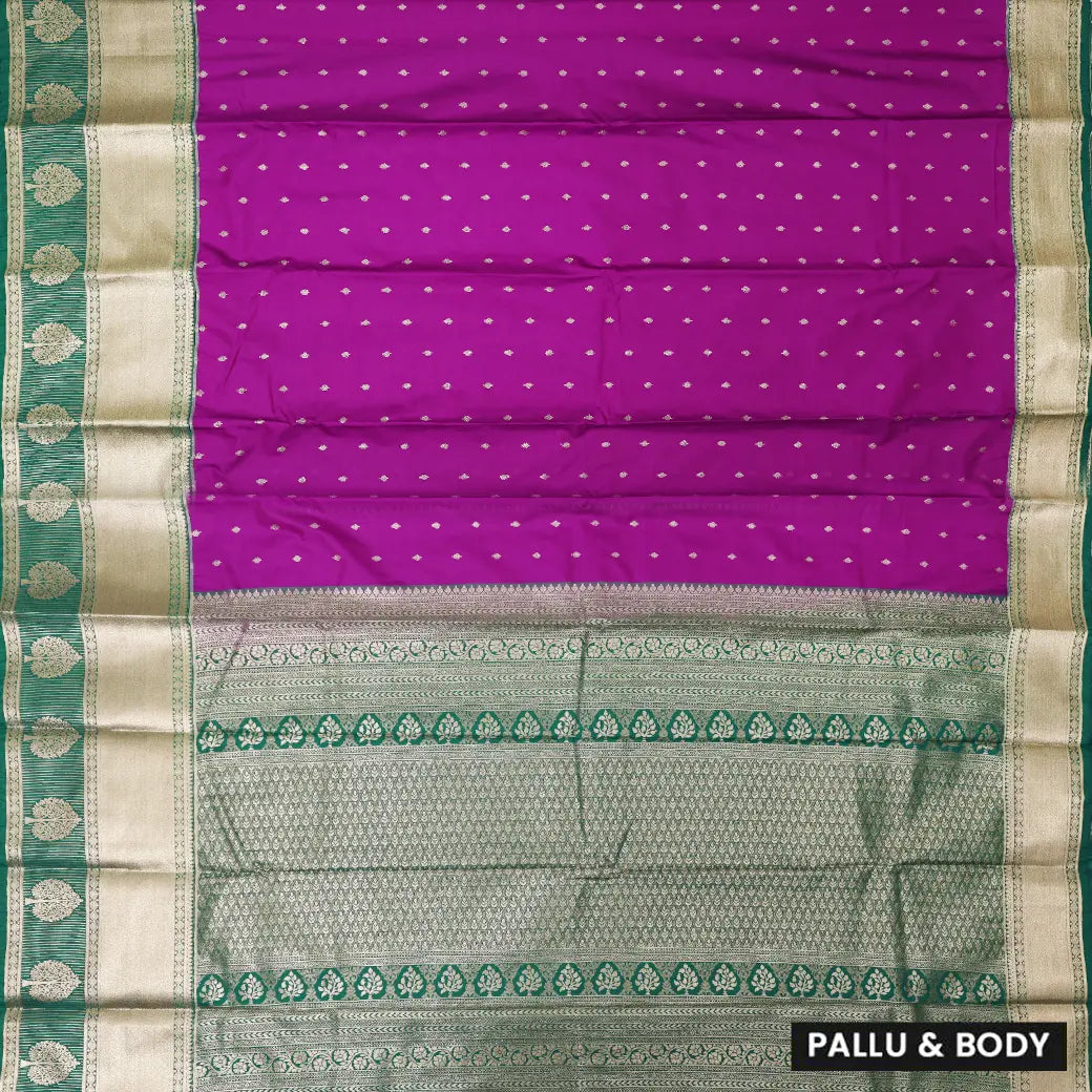 PURPLE with Green pure soft silk saree
