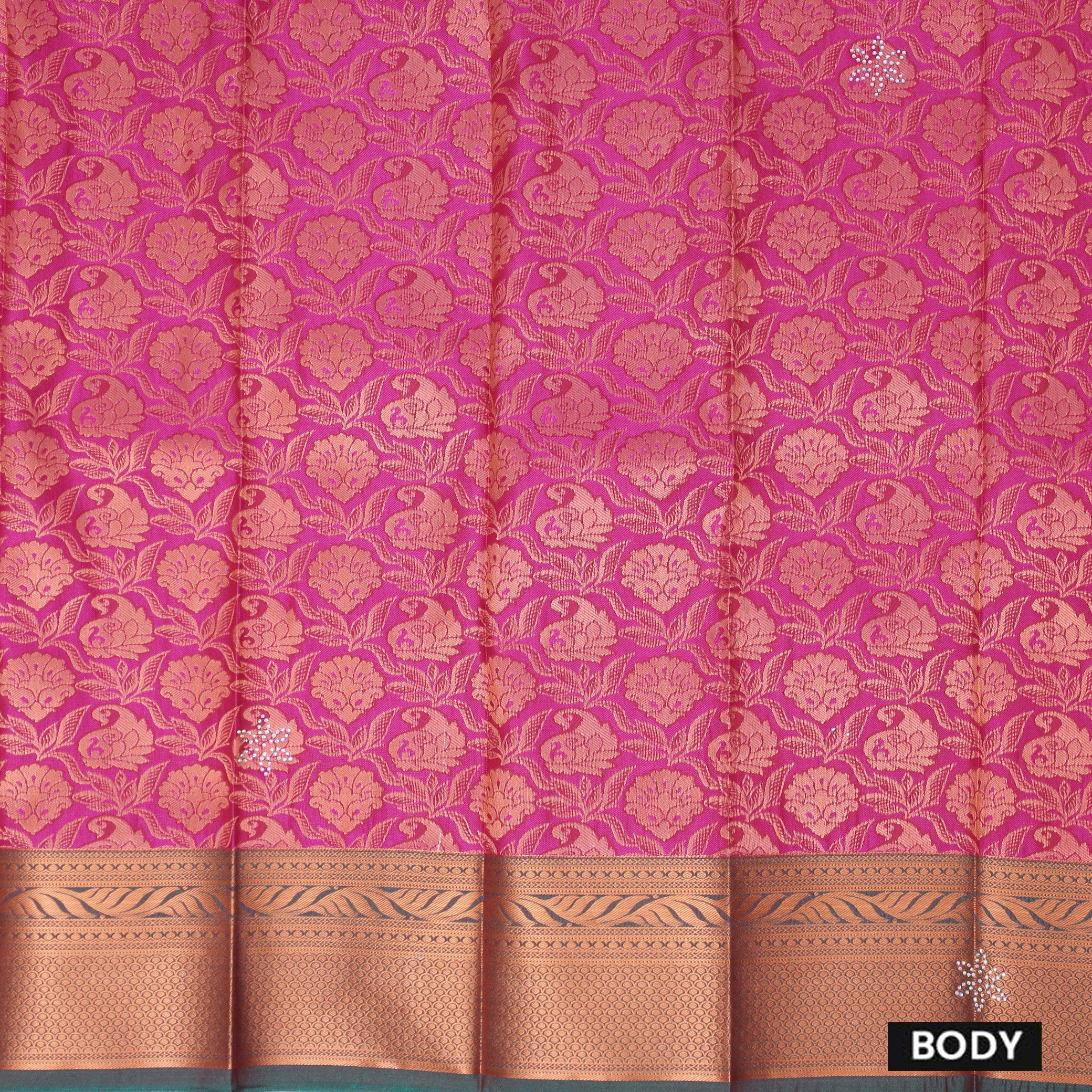 Pink with Green Art Silk Saree