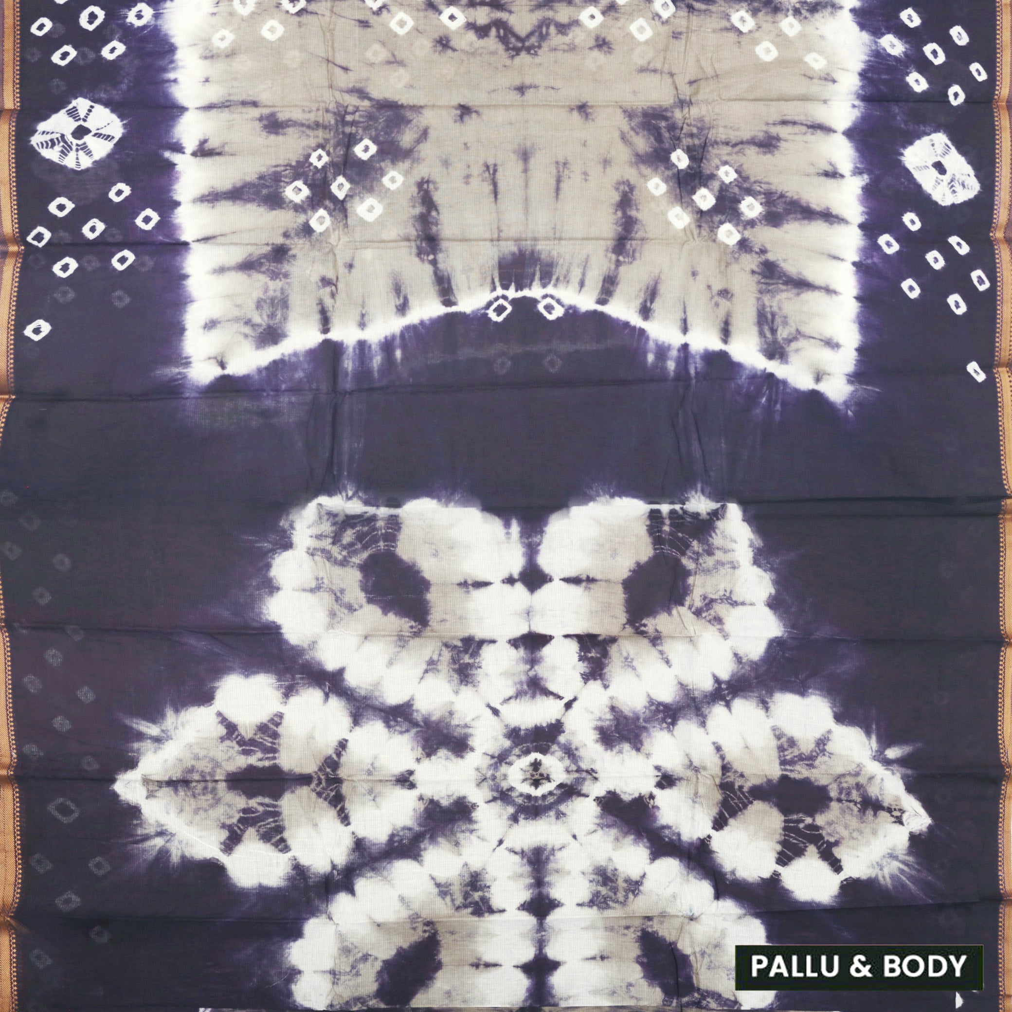 Dark Sandal With Dark Purple Sungudi Cotton Saree Without Blouse