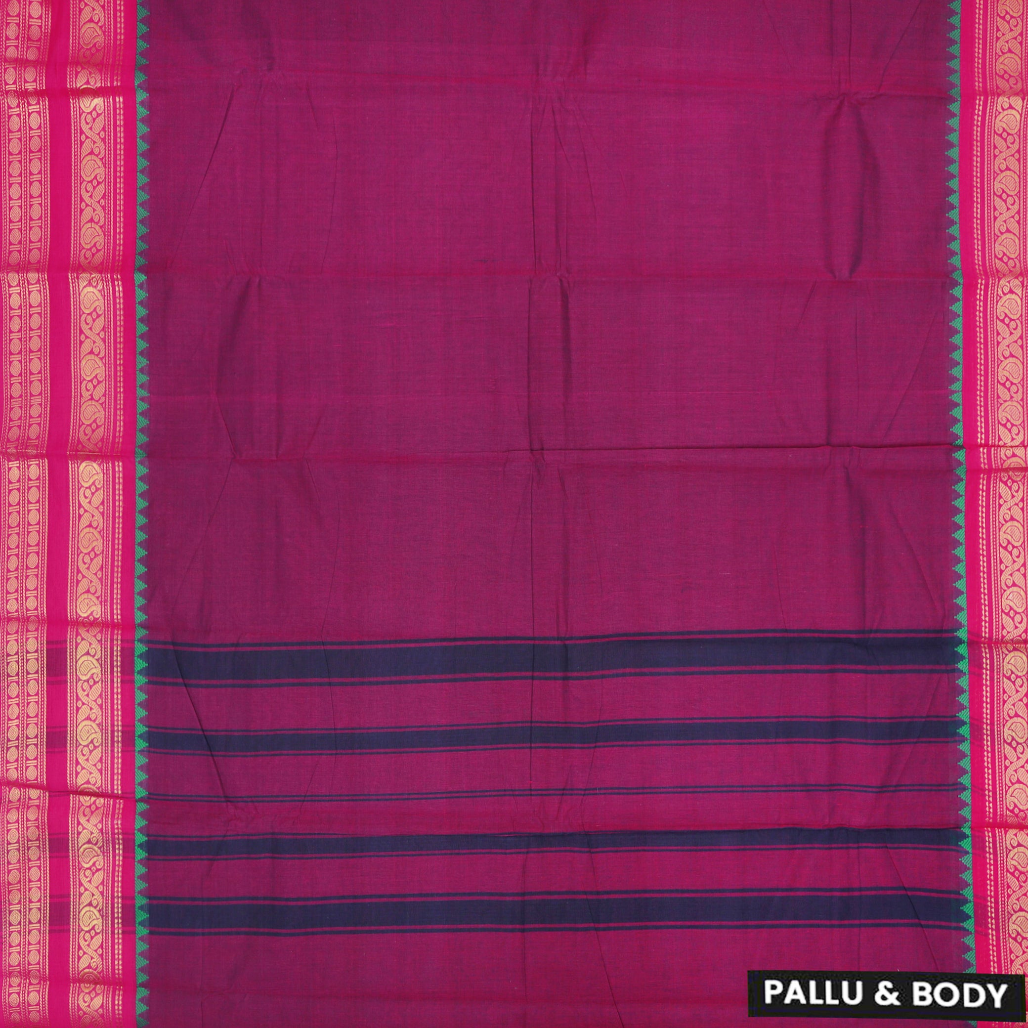 Magenta With Pink  Pure Chettinad Cotton Saree without Blouse