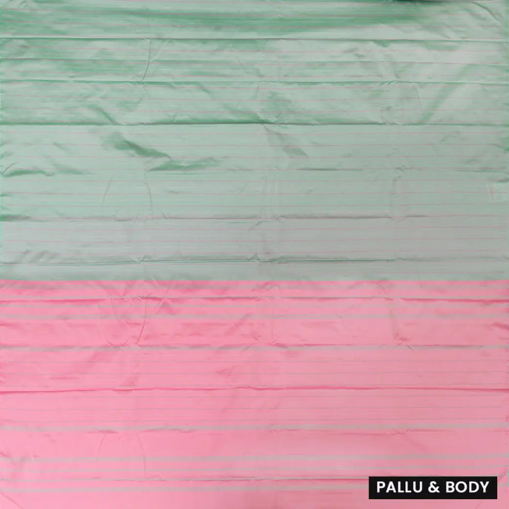Baby Pink  With Pista Green Arani Silk Saree