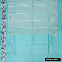 LIGHTBLUE WITH CYENSemi Burberry Silk Saree