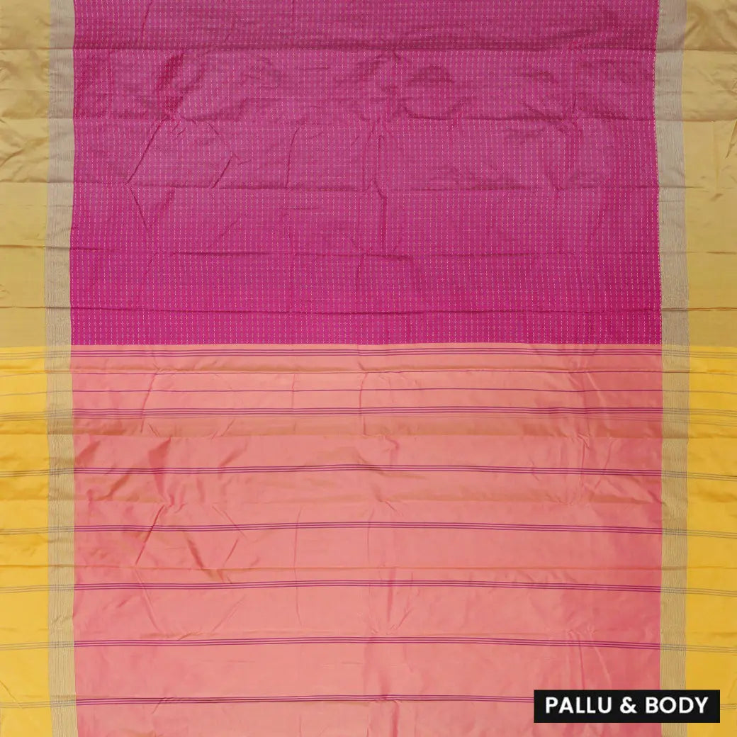 Dark Magenta With Light Orange Arani Silk Saree