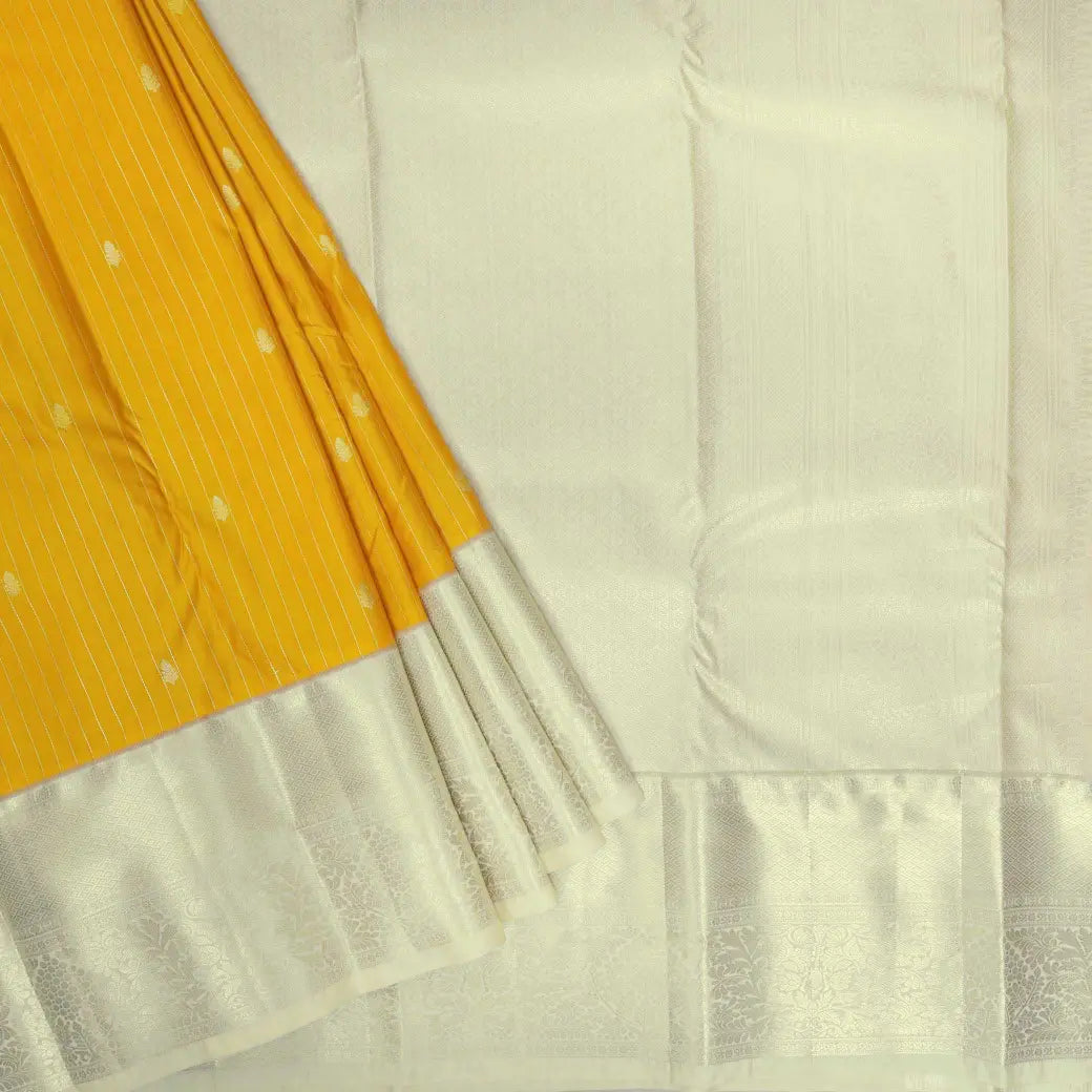 Mustard Yellow with Off White Vairasoosi Soft Silk Saree