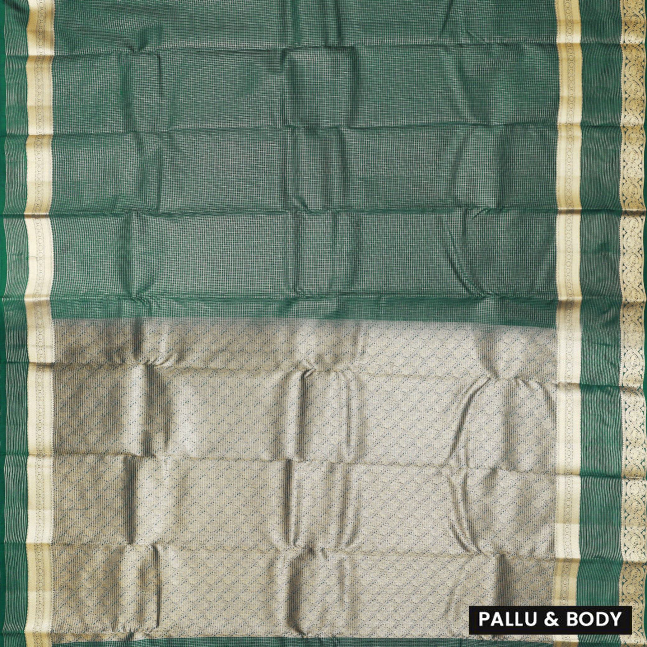 Dark Green With  Gold Zari Yuvana Semi Soft Silk Saree