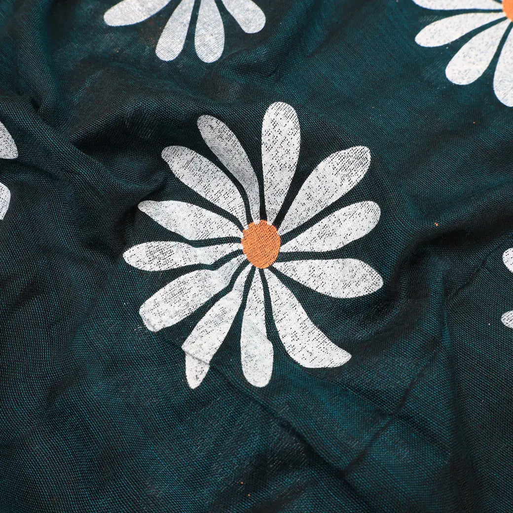 Dark Green Linen Cotton Saree with Contrast Blouse