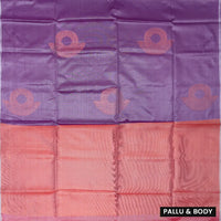 purple and coral pink Tissue Silk Saree