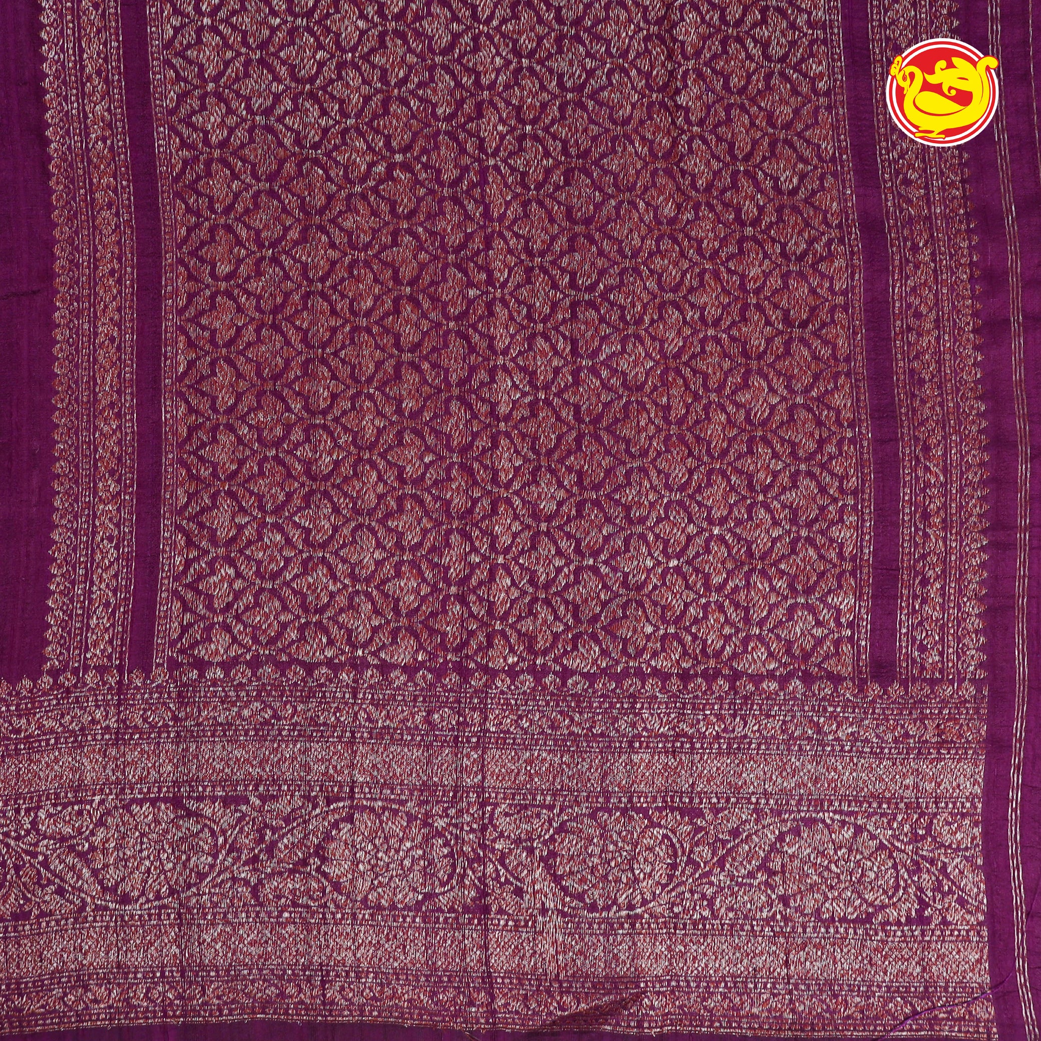 Dark purple pure banarasi khadi tussar saree with contrast blouse