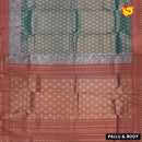 Green with Red Tissue Semi Silk Saree