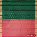 Dark Green With Pink Gold Zari Yuvana Semi Soft Silk Saree