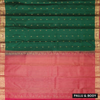 Dark Green With Pink Gold Zari Yuvana Semi Soft Silk Saree