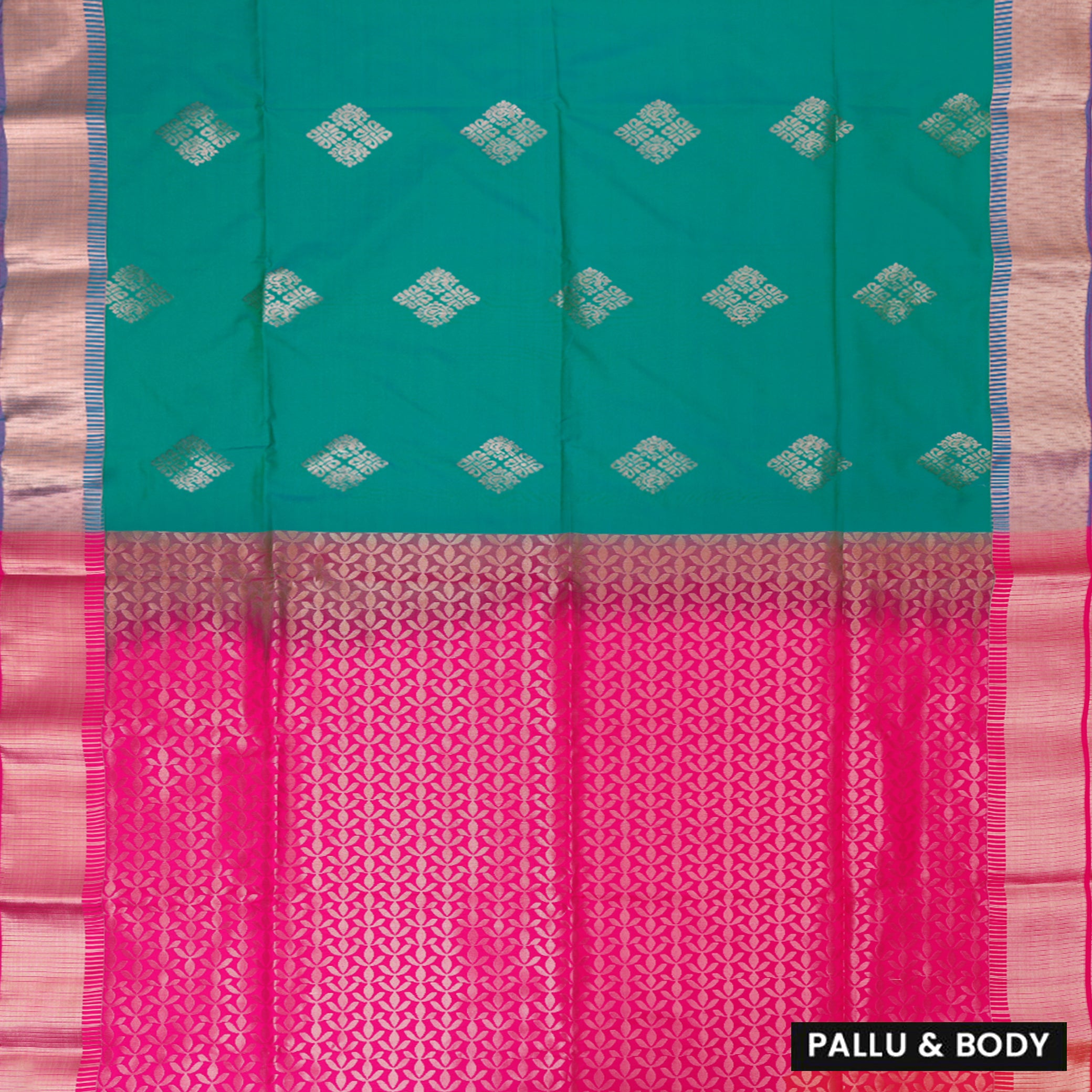 Green with Pink Soft Silk Saree