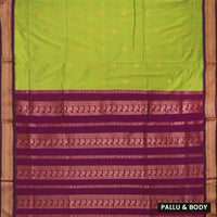 Spring Green With Deep Purple Premium Quality Kalyani Cotton Saree