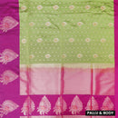 Lime Green With Pink  Soft Silk Saree
