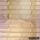 Golden Color With Light Pink Golden Zari Border Wedding Silk Saree