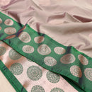 Light Gray with Deep Green Soft Silk Saree