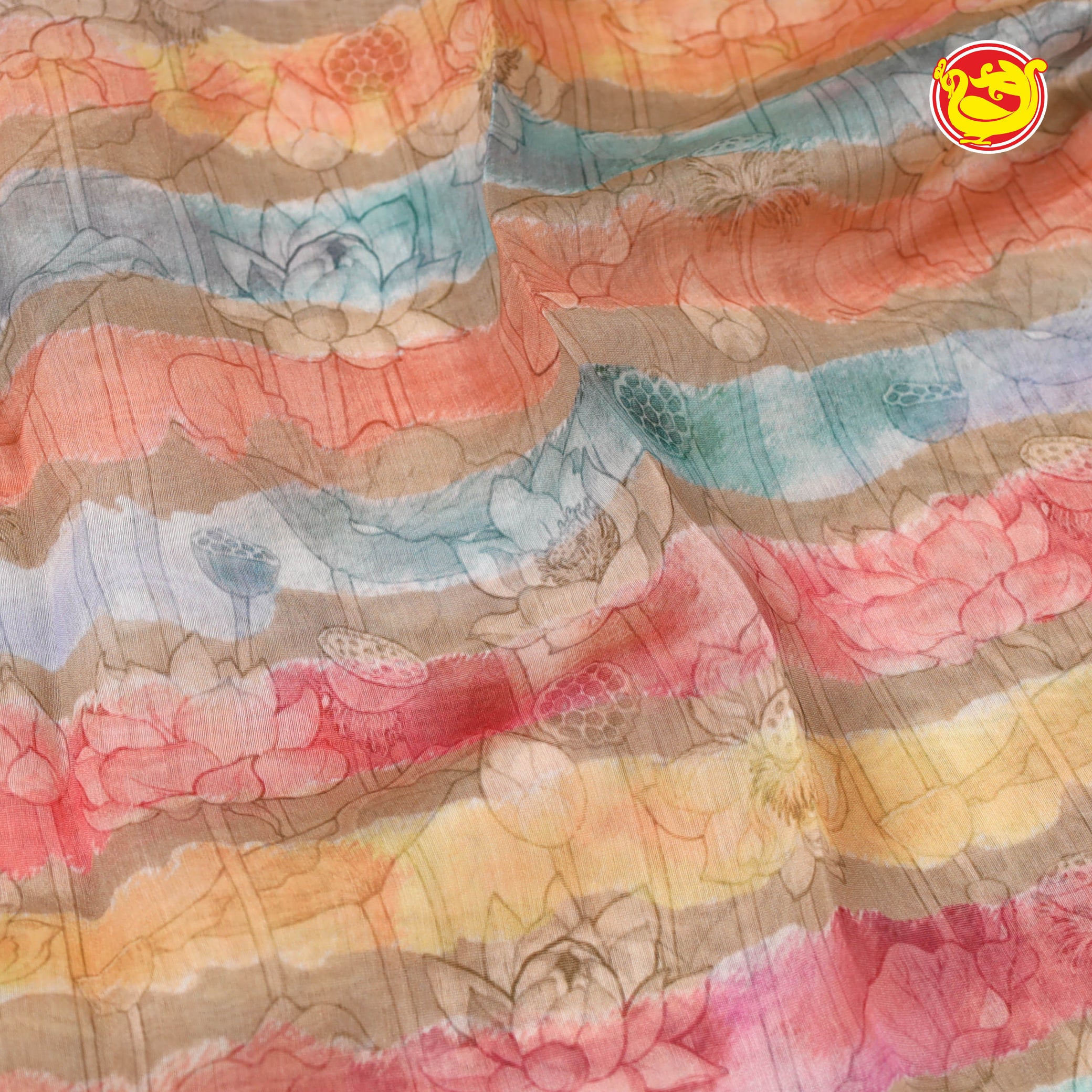 Multicolour chanderi silk saree with digital prints